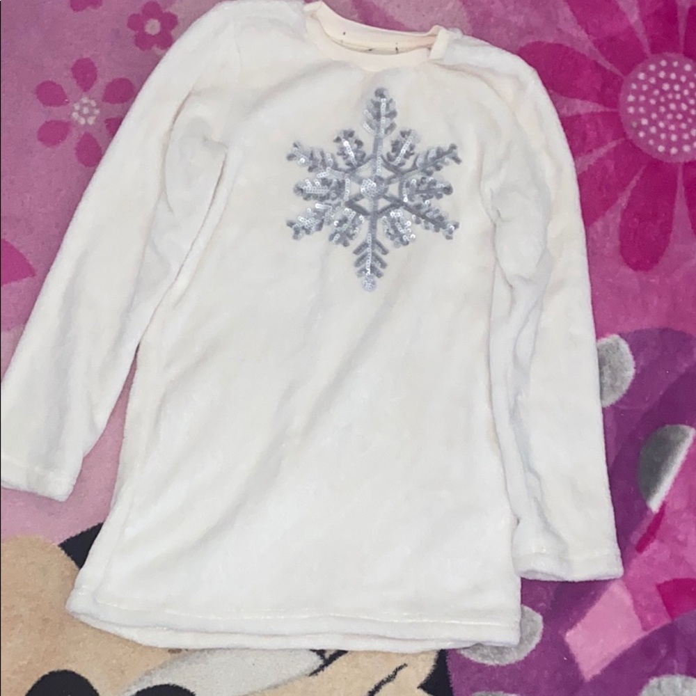 White fluffy snowflake sweater